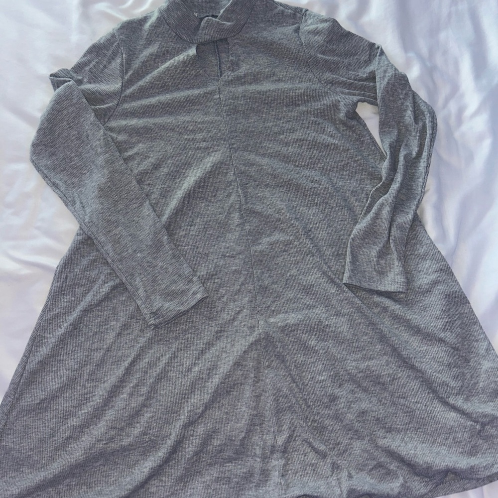 Grey Corduroy Long sleeve Dress; Girls Medium